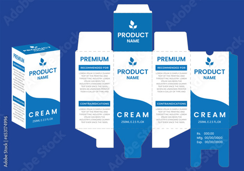 Supplements and Cosmetic box design, Package design template, box outline, Box Packaging design, Label design, healthcare label, packaging creative idea vector,with 3d mock up. photo