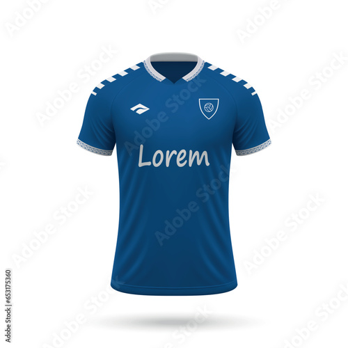 3d realistic soccer jersey in Everton style, shirt template football kit 2023