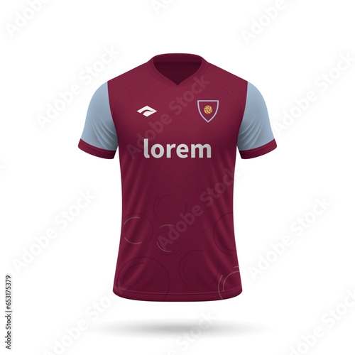 3d realistic soccer jersey in West Ham style, shirt template football kit 2023