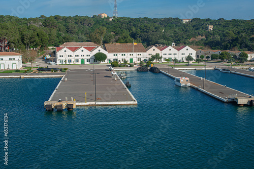 spacious cargo berth with helipad in the port of the Mediterranean bay