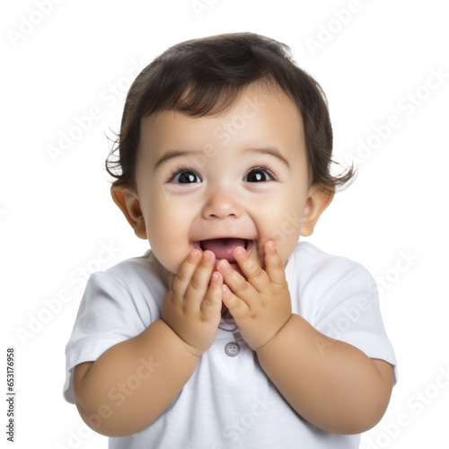 Cute baby giving a funny facial express and gesture