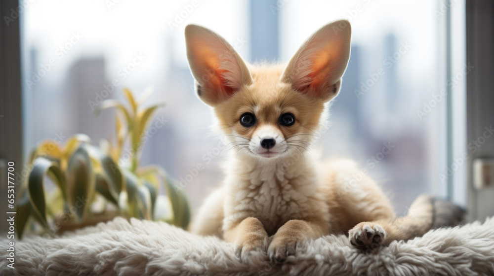 Obraz premium A captivating fennec fox in a stylish apartment.