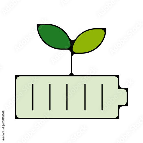 picto logo icones et symbole ecologie agriculture batterie chargeur fin couleur vert