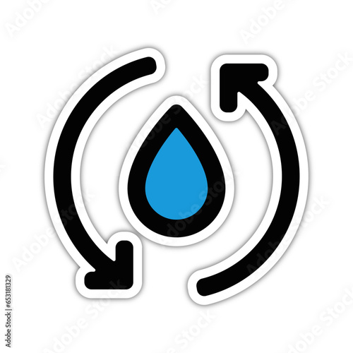 picto logo icones et symbole ecologie recyclage renouvlable eau bleu relief