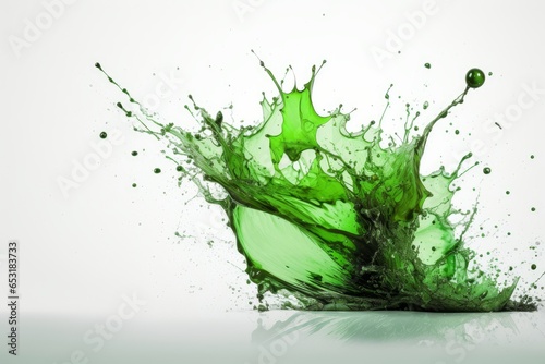 Green liquid splashing in the air