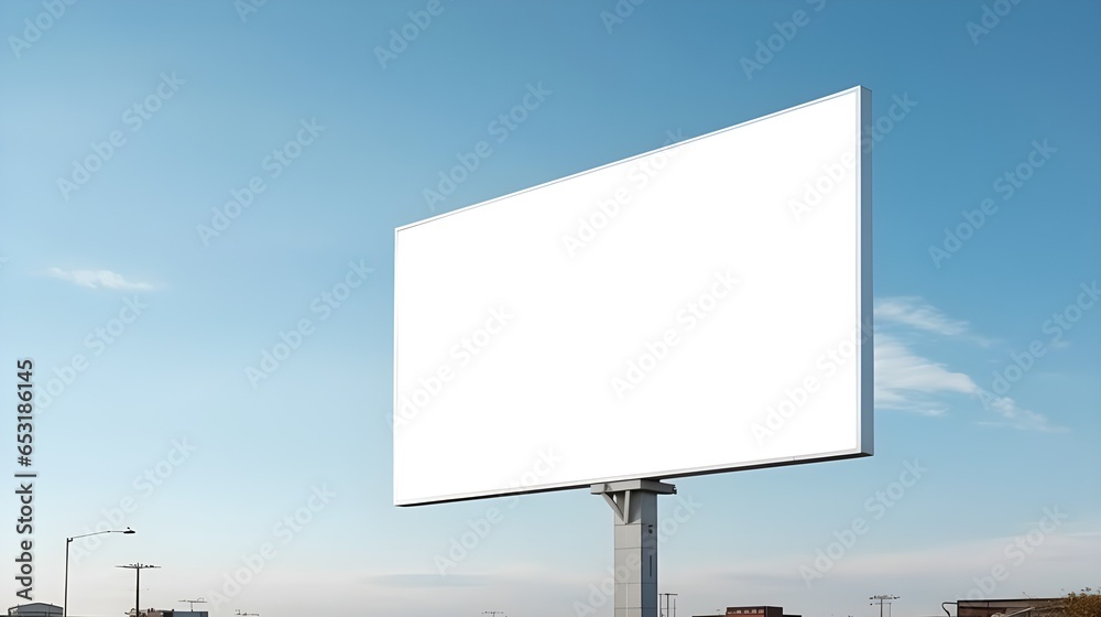 Obraz premium Blank white billboard on city street,sky at the background.