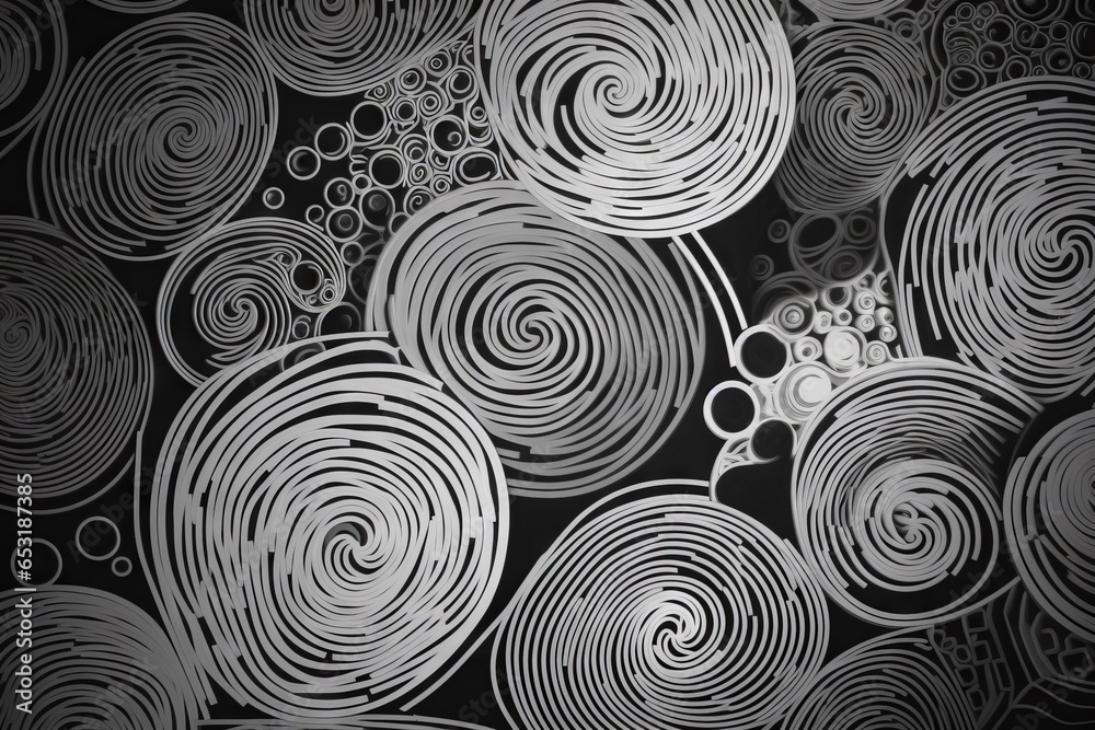 Fototapeta premium Black and white circles arranged in an abstract pattern