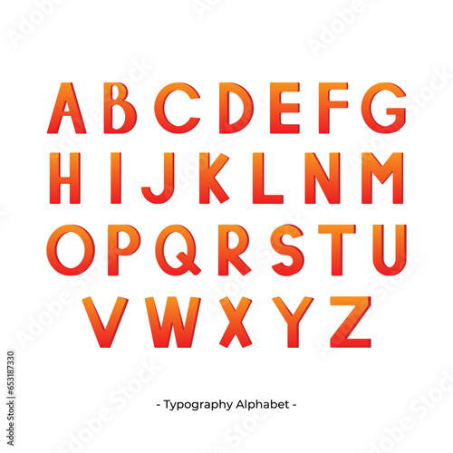 3D Gradient Typography Alphabet Template