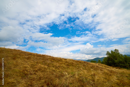 beautiful mountain landscape on a September day in the Carpathian mountains in Romania.