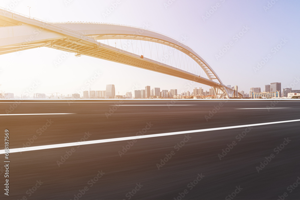 Naklejka premium city road with high bridge，shanghai，China