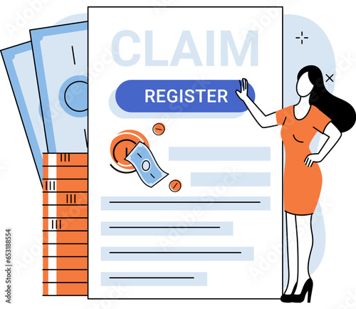 Providing personal information, report your income, registration of claim documents concept with person submits reply to inspector. Tax credits and expenses, financial report, budget planning