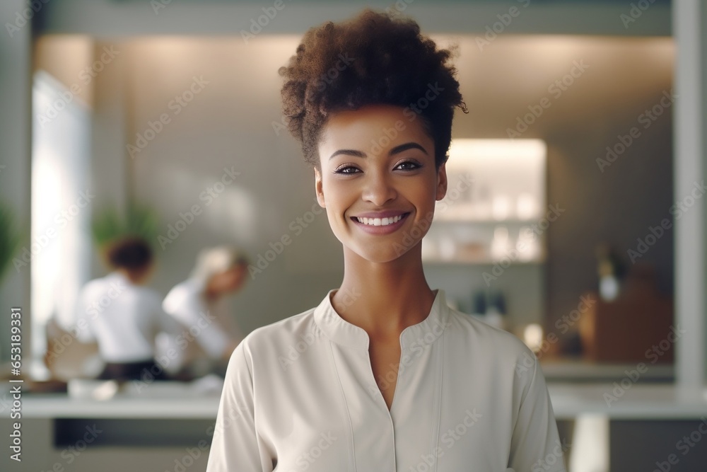 A smiling employee of a spa salon. A smiling employee of a spa salon.