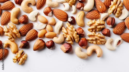 Mixed nuts isolated on white background.