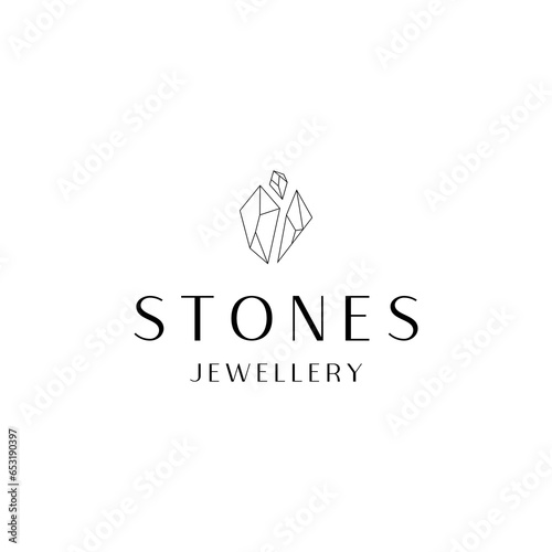 Vector luxurious jewelry with line art style logo icon design template elegant