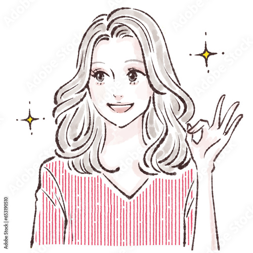 説明をする女性・女の子のイラスト素材