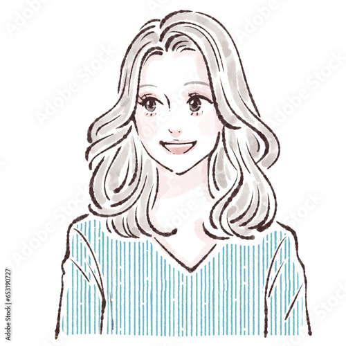 説明をする女性・女の子のイラスト素材
