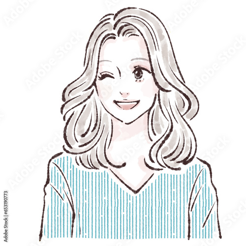 説明をする女性・女の子のイラスト素材