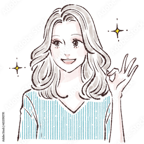 説明をする女性・女の子のイラスト素材