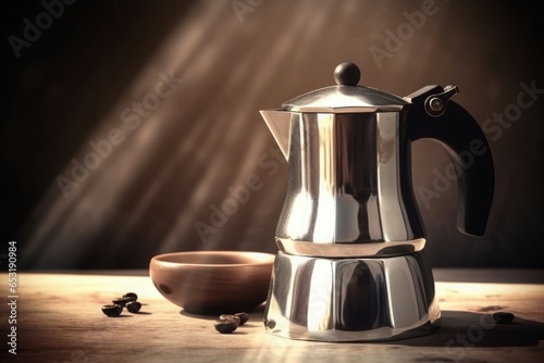 Coffee percolator pot hot cup. Maker steam. Generate Ai photo