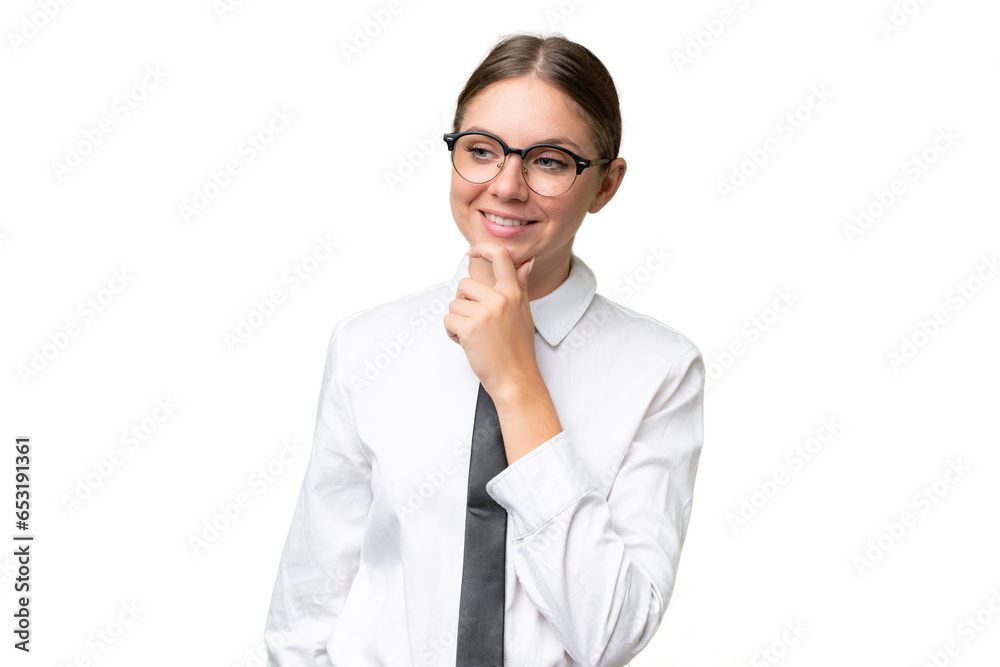 Young business caucasian woman over isolated background looking to the side Young business caucasian woman over isolated background looking to the side