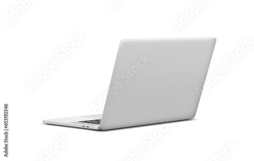Laptop isolated with white screen isolated on white background