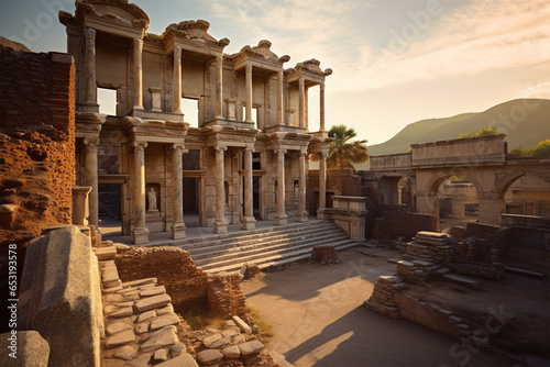 Celsus library at ephesus ancient city in izmir, turkey photo