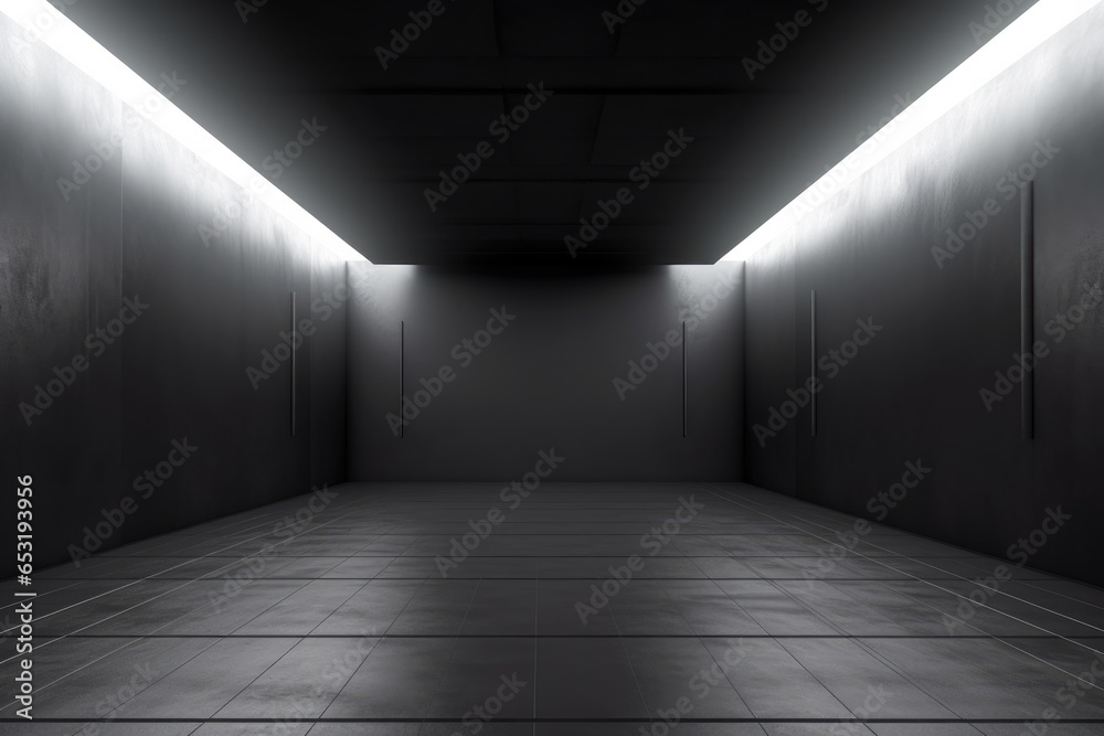 Empty room and copy space. Loft interior design. Generative AI