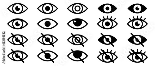 Eye icon set. Eyesight symbol. Retina scan eye icons. Simple eyes collection. Eye silhouette. Black eye symbol set. Vector EPS 10