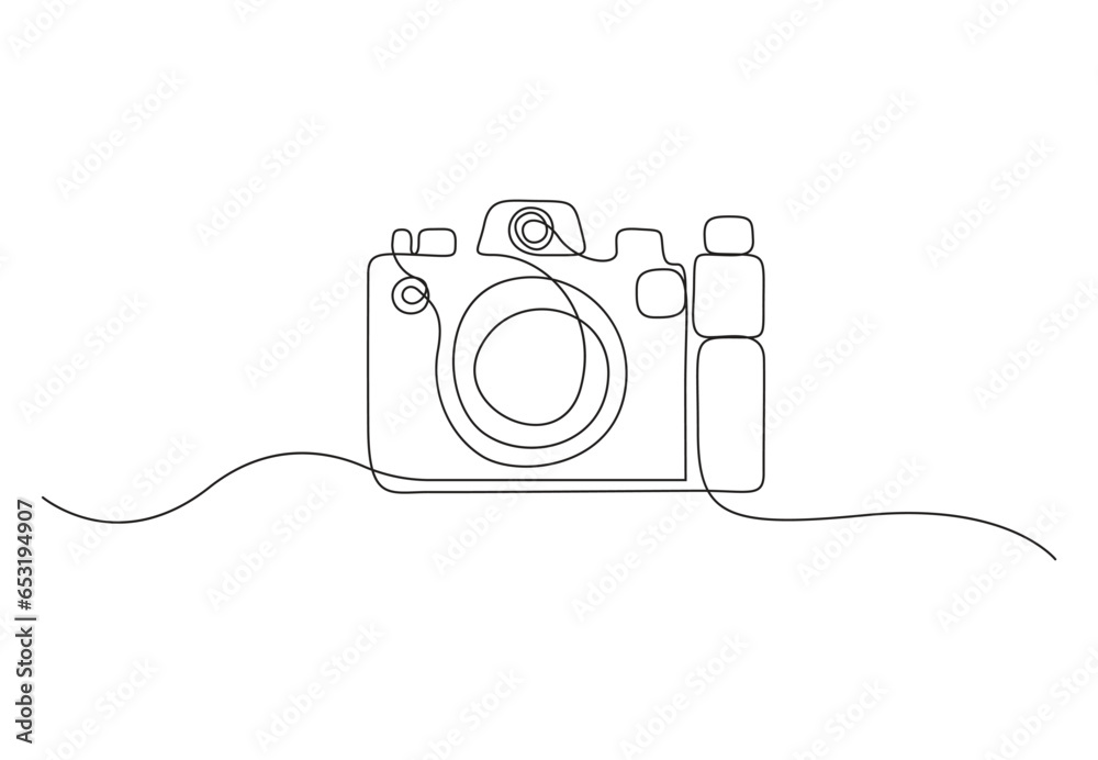  Continuous one line drawing of old camera vector illustration. Premium vector.