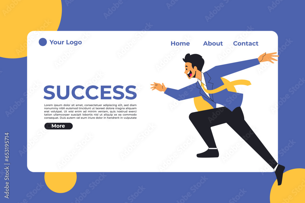 Success businessman illustration vector flat design, landing page illustration concept with flat businessman character