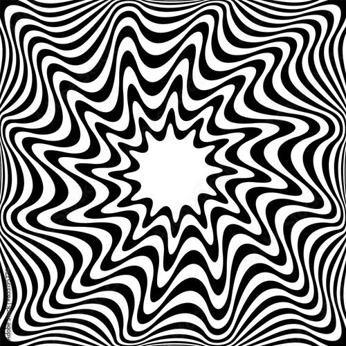 Abstract Op Art Wavy Lines Pattern with 3D Illusion Effect.