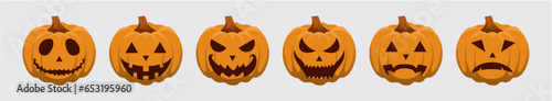 set of halloween pumpkin expression