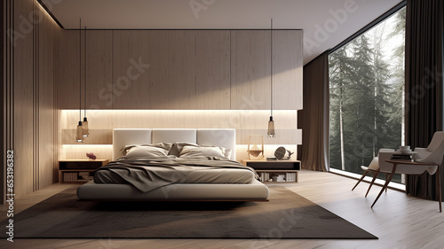interior design of modern bedroom light morning