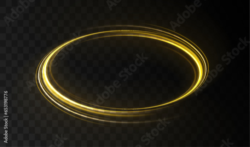 Light glowing effect. Golden glowing shiny lines effect vector background. Luminous white lines of speed. Light trail wave, fire path trace line and incandescence curve twirl. 
