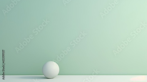 White sphere on pale green clean background