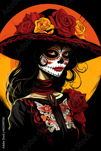 Calavera Catrina Sugar skull makeup. Dia de los muertos. Day of The Dead. Halloween