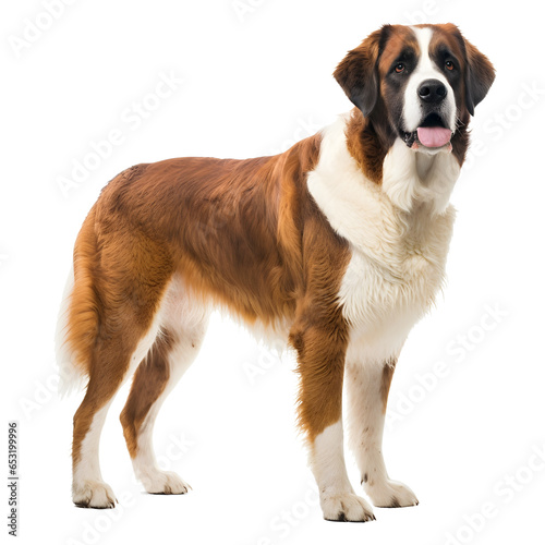 St. Bernard dog full body shot on transparent background cutout - Generative AI