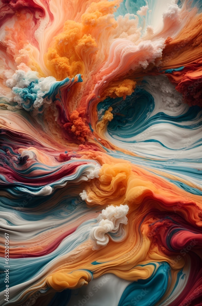 swirling liquid cloud colour paint. Generative Ai.
