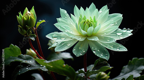 Beautiful of green flower with dark background