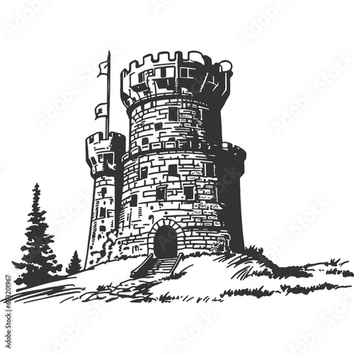 Outpost Vintage Illustration Vector