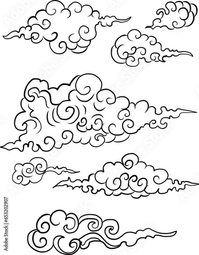 cloud tattoo,chinese cloud.Traditional Japanese culture for tattoo and printing on white background.