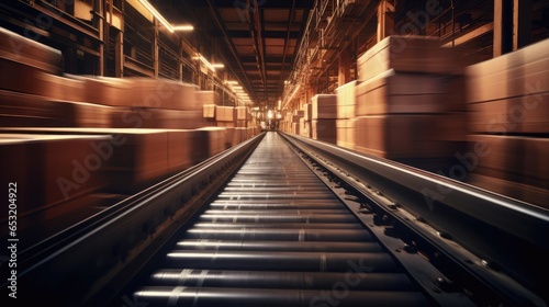 Conveyor belt with cardboard boxes © cherezoff