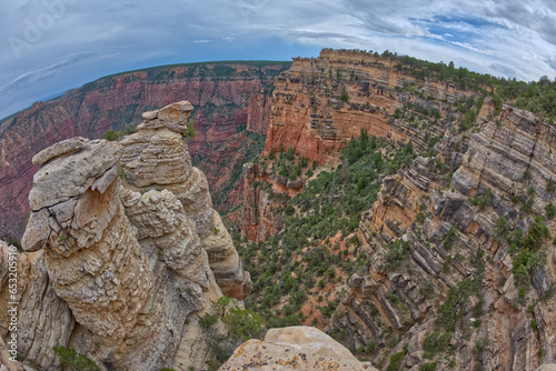 Deep chasm view from Grandview Point at Grand Canyon South Rim, Grand Canyon National Park, UNESCO World Heritage Site, Arizona, United States of America