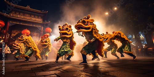  Dragon dance celebrating Chinese  New Year Captivating Cultural Heritage Exploring the Symbolism of Dragon Dance in Chinese New Year AI Generative 