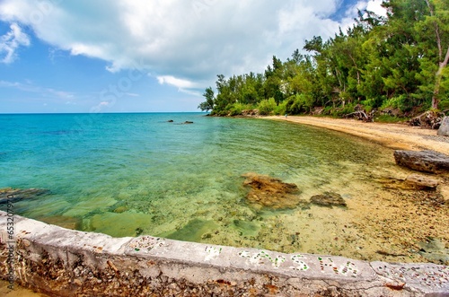 Glass Beach, site of large quantities of sea glass, from shipwrecks and bottles thrown into the sea from the Royal Navy Dockyard over hundreds of years, Bermuda, Atlantic