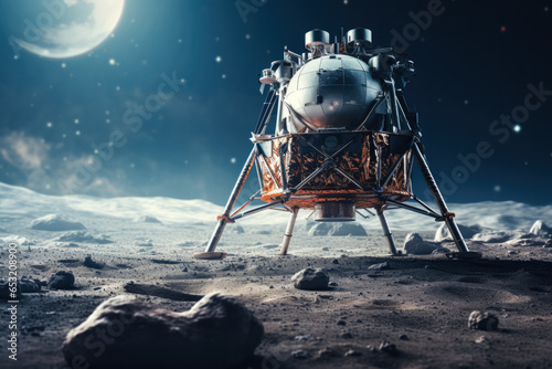 Close-up Lunar Lander touchdown details background with empty space for text  photo