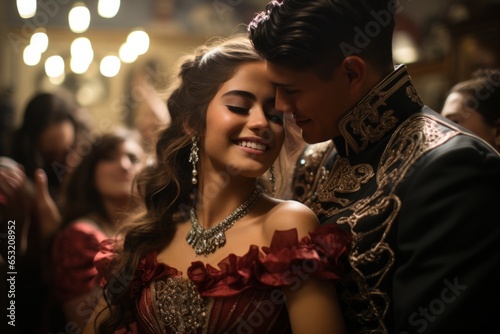 Quinceañera's emotional farewell dance at the end of the celebration, Generative AI photo