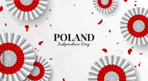 Vector Illustration of Poland Independence Day. Celebration banner. Cockade
