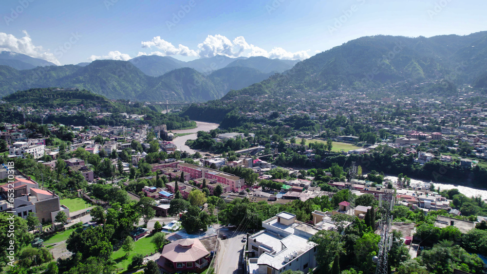 Beautiful Aerial view of Muzaffarabad, Azad Kashmir - Muzaffarabad Azad Kashmir city view - 