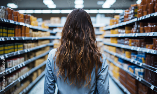 Woman shopping at supermarket